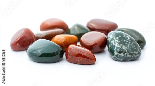 Bloodstone: Polished Red and Green Gemstone Isolated on White
