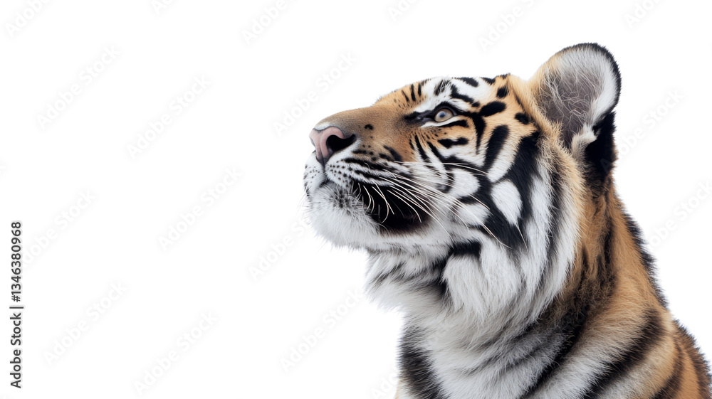 Obraz premium Majestic tiger observing with intensity on transparent background