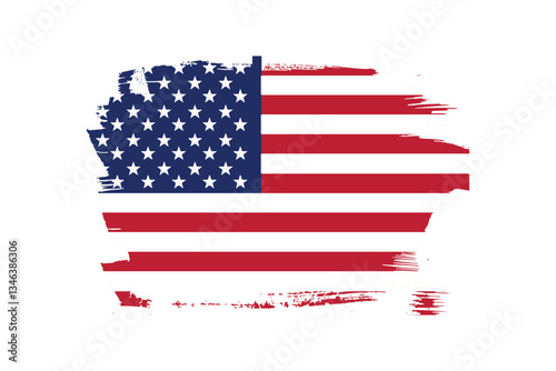 American Flag Grunge Effect: A bold depiction of the American flag with a stylish grunge effect, symbolizing patriotism, national pride, and the essence of the United States.