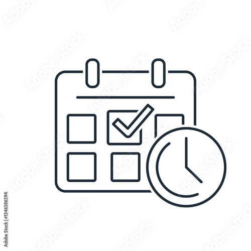 Assign, approve time. Vector linear icon isolated on white background.