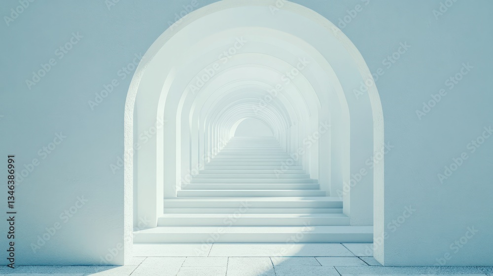 Abstract archway tunnel, white, light, perspective, interior design, modern, architectural, empty Abstract archway tunnel, white, light, perspective, interior design, modern, architectural, empty