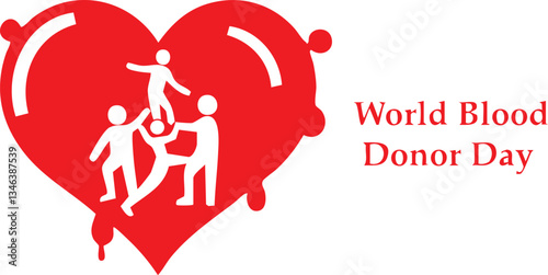 A powerful symbol of unity and support for Blood Dioon Day, depicted by figures climbing a heart, conveying hope and collaboration in a bold red and white minimalist design.