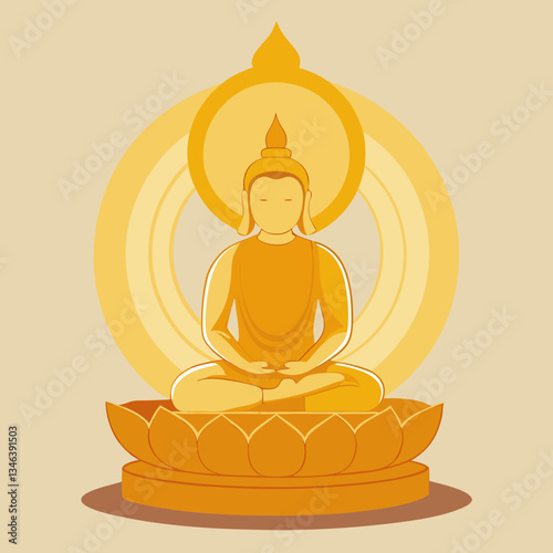 A golden silhouette of a Buddha statue