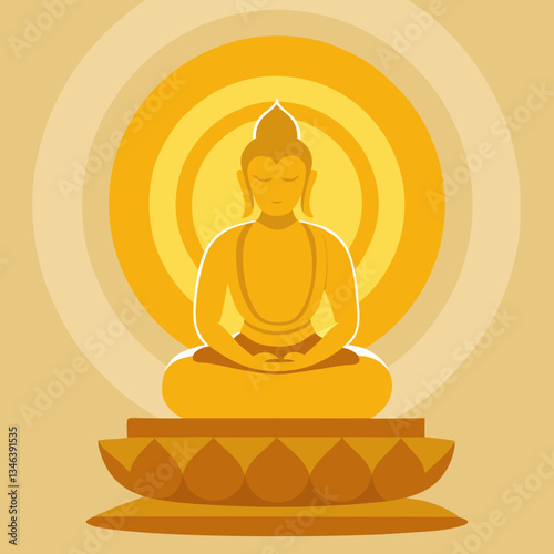 A golden silhouette of a Buddha statue