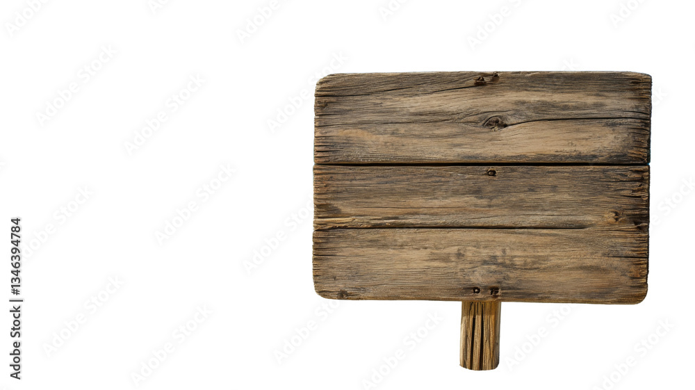 Fototapeta premium Old empty wooden sign with transparent background for easy editing
