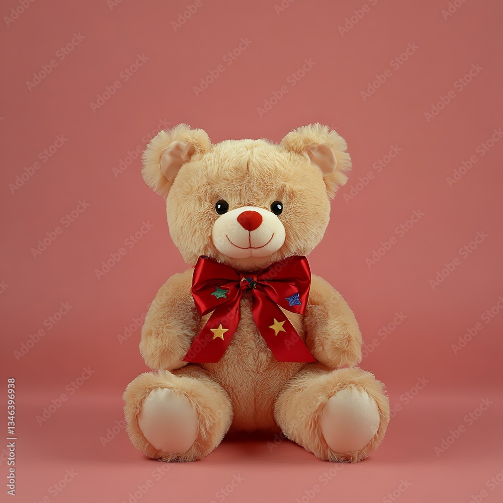 A lovely fluffy teddy bear wearing a red bow tie A lovely fluffy teddy bear wearing a red bow tie