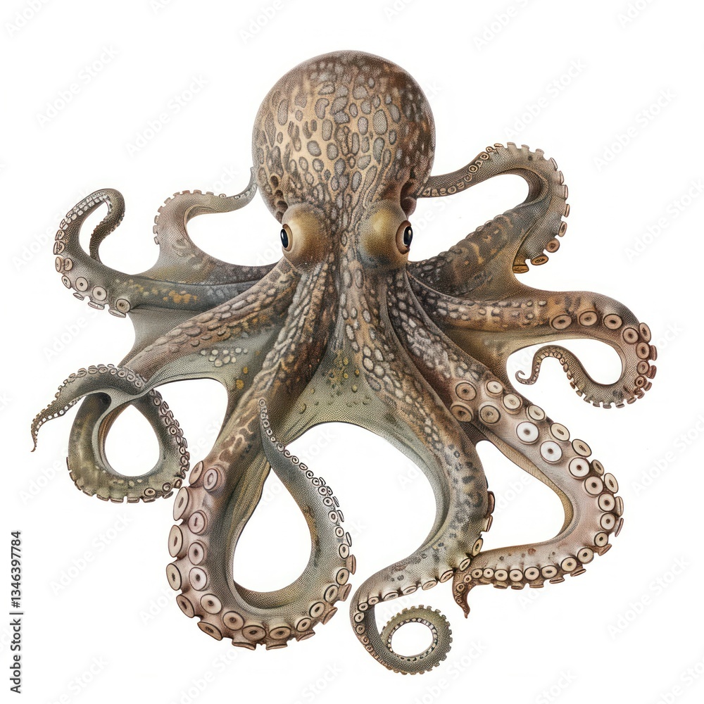 Obraz premium Detailed octopus marine life illustration