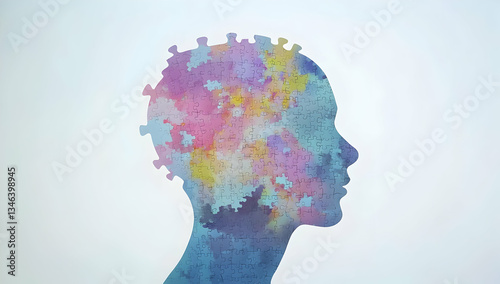 Silhouette Of A Human Head With Colorful Geometric Shapes Representing Creativity And Mindfulness For Mental Well-being and Personal Growth Experiences And Self-Expression