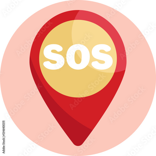 SOS map pin: A location marker with an SOS symbol, indicating a distress signal or emergency situation.