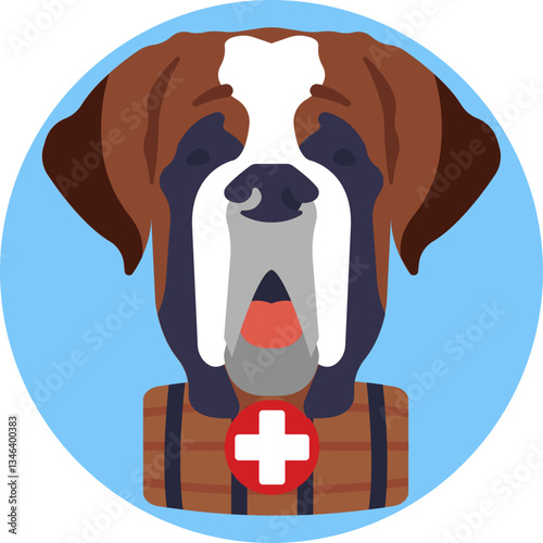 Rescue dog: A Saint Bernard breed trained to assist in rescue missions, often associated with saving lives in snowy environments.