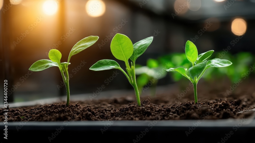 A row of seedlings growing in nutrient-rich soil captures the essence of new beginnings, representing nature's resilience and the hopeful promise of growth and life. A row of seedlings growing in nutrient-rich soil captures the essence of new beginnings, representing nature's resilience and the hopeful promise of growth and life.