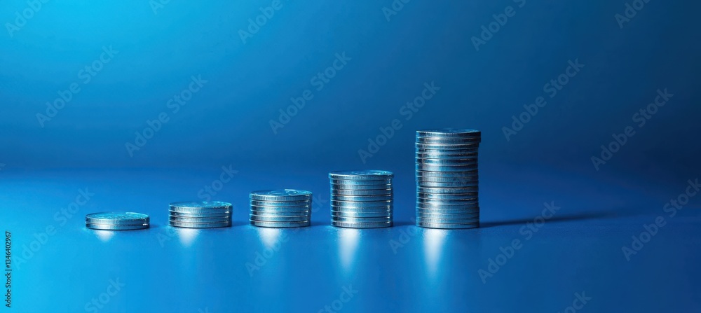 Rising Market Chart on Blue Blurred Gradient Background
