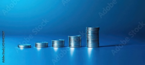 Obraz na płótnie Rising Market Chart on Blue Blurred Gradient Background w salonie