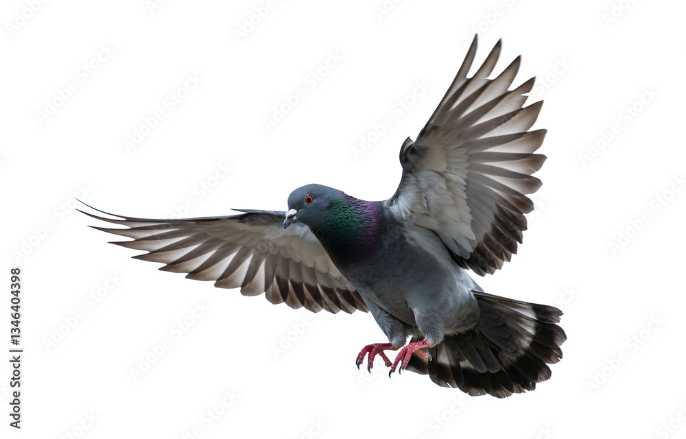 Obraz premium Gray pigeon in flight png, side view, rock dove isolated on transparent background