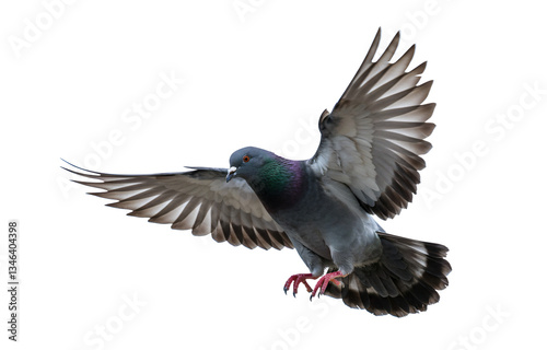 Gray pigeon in flight png, side view, rock dove isolated on transparent background