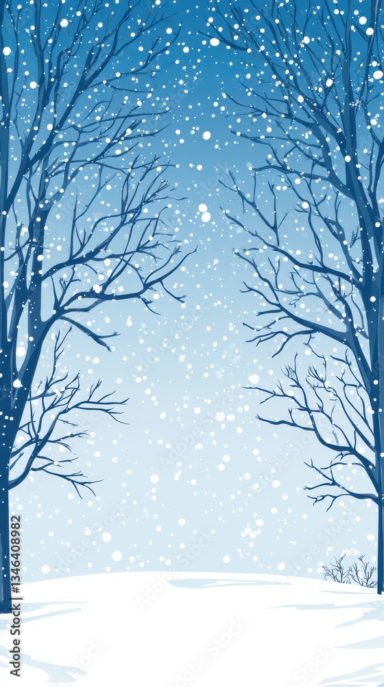 Snowy Tree Line with Minimalist Design.