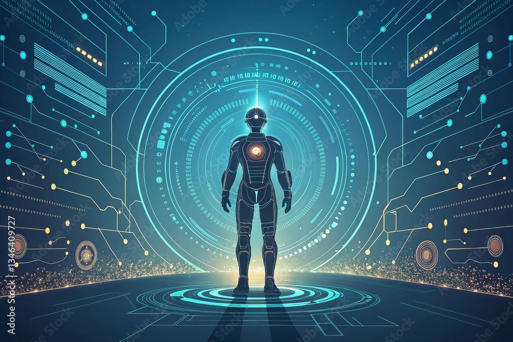 Illustration depicting AI surrounded by complex coding in a futuristic digital environment Illustration depicting AI surrounded by complex coding in a futuristic digital environment