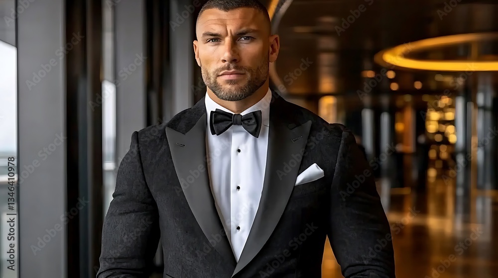 A formally dressed man poses looking directly into the camera A formally dressed man poses looking directly into the camera