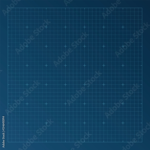 Dark blue blueprint background with a light cyan grid. Vector illustration of a technical draft for engineering, architecture, or mechanical design.


