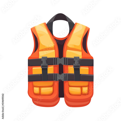 Life Jacket Flat Illustration, Isolated on Transparent Background