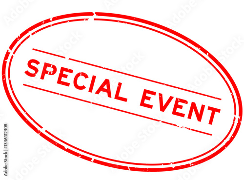 Grunge red special event word oval rubber seal stamp on white background