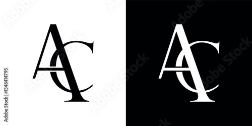 logo design with ac letters on negative background	