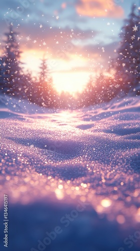 Obraz na płótnie Photorealistic Snow Drifts and Bokeh Lights. w salonie