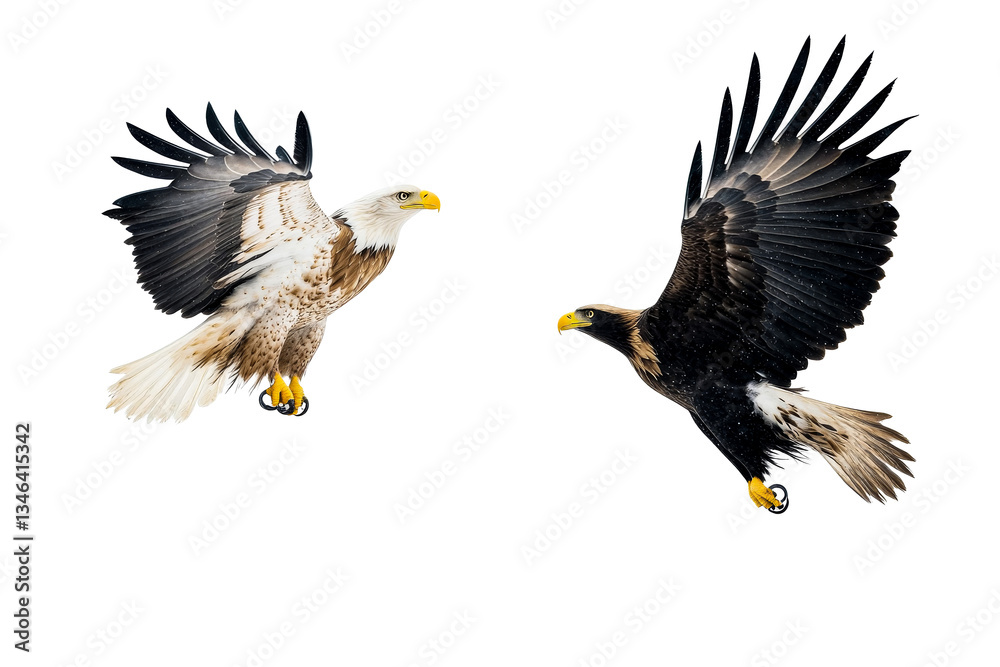 Obraz premium Eagles soaring gracefully against a clear sky