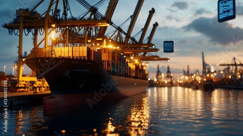Futuristic Smart Port with AI-Controlled Cranes and Automated Logistics