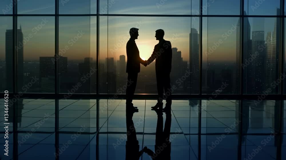 silhouette of two people making a deal. successful business agreement contract dealing businessman. financial consultant and client shaking hands. Generative AI silhouette of two people making a deal. successful business agreement contract dealing businessman. financial consultant and client shaking hands. Generative AI