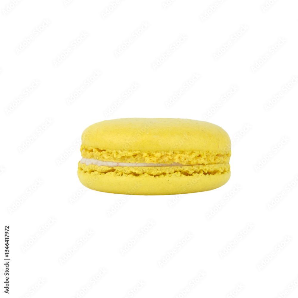 Single byellow macaroon isolated on white background Single byellow macaroon isolated on white background