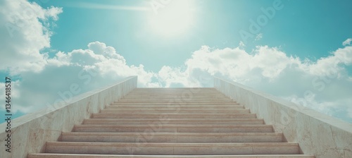 Obraz na płótnie Stairway to Heaven Among White Clouds. w salonie