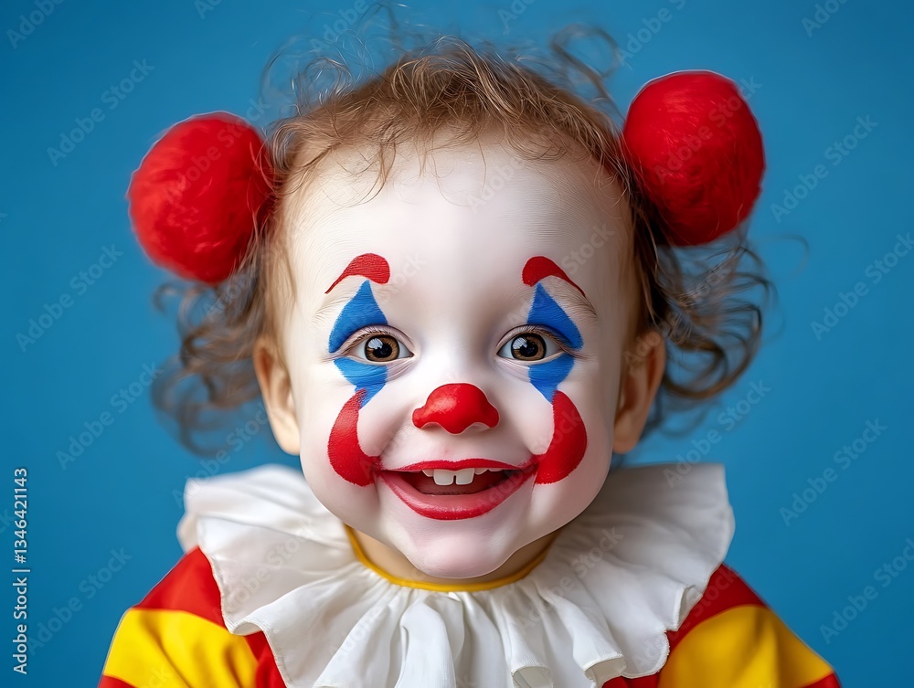 Fototapeta premium A happy child is dressed up as a cute clown