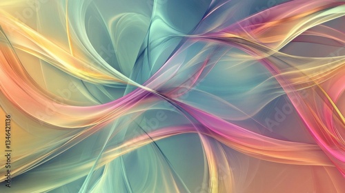 Abstract Calligraphy Strokes: Flowing Lines in an Artistic Composition with Soft Gradient Background