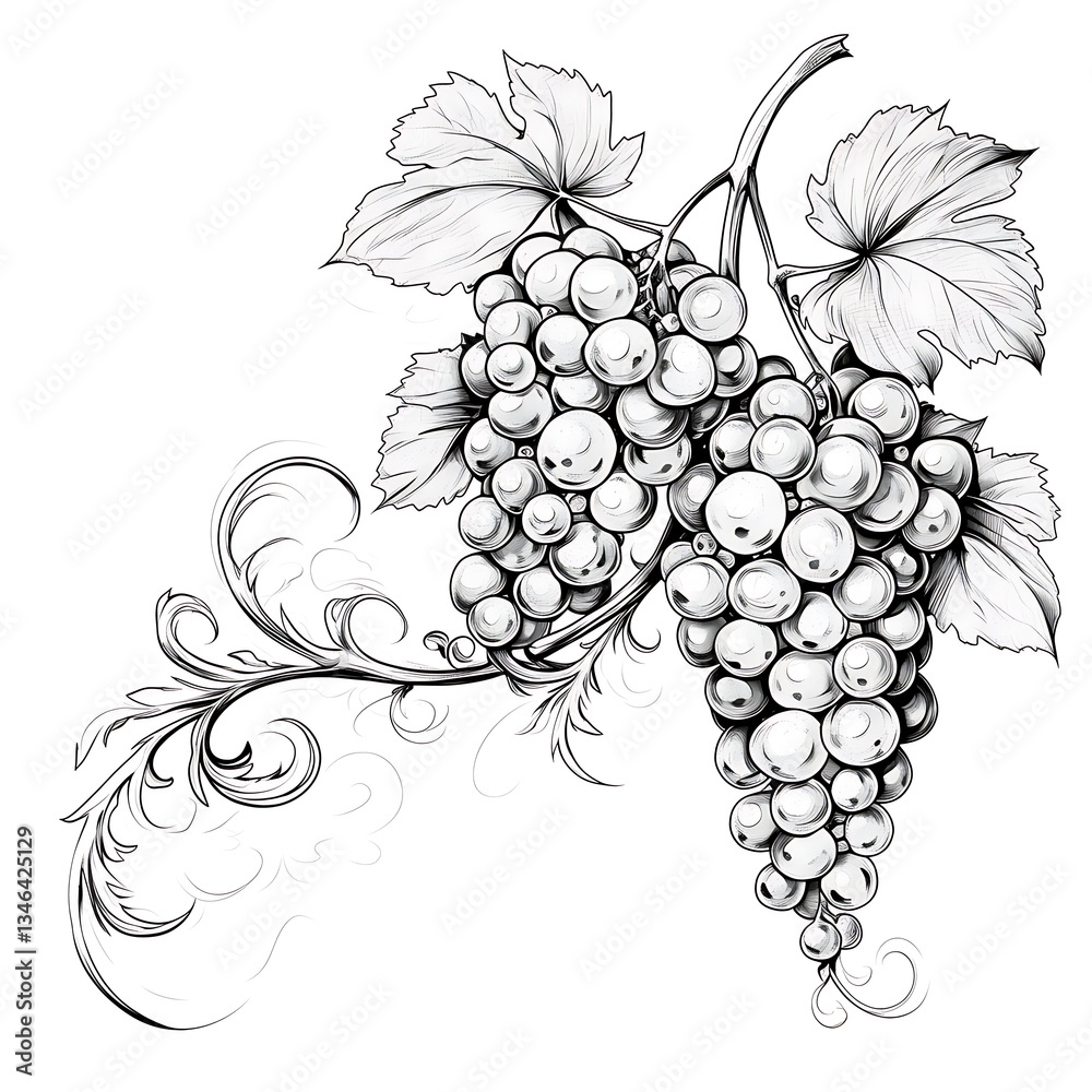 Fototapeta premium Grape fruit illustrator for advertising. Generative AI Illustration