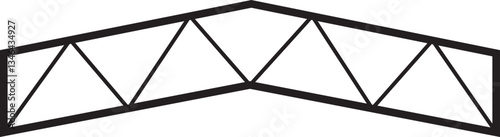 Roof metal truss construction icon in outline style. Roofing steel frame. Vector architectural blueprint. Element for rafter. Illustration for engineering sign isolated on transparent background.