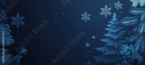 Obraz na płótnie Blue Christmas background with snowflakes and Christmas tree w salonie