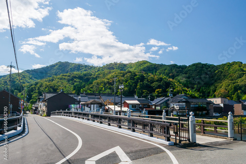  Iwai Ohashi Bridge Over the Gamou River in Iwami, Tottori, Japan (Iwai Onsen Area)
