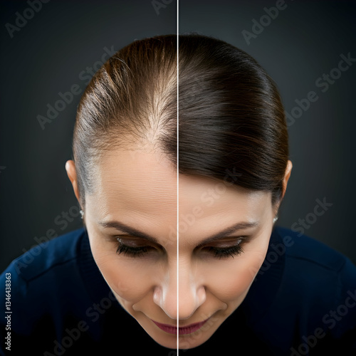 Female with hair loss problem before and after treatment Advertisement PRP therapy for female
