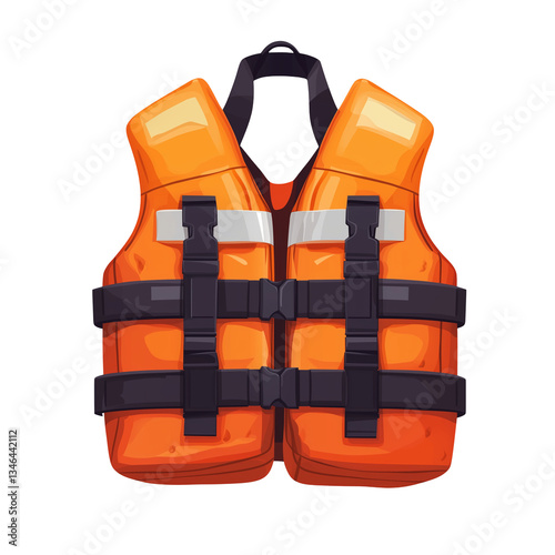 Life Jacket Flat Illustration, Isolated on Transparent Background