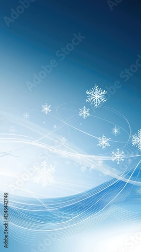 Obraz na płótnie Christmas Blue Background with Snowflakes and Waves w salonie