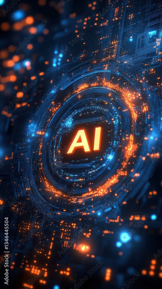 Futuristic AI Technology Blurred Background