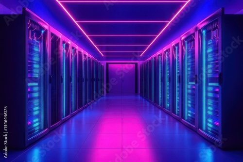 Obraz na płótnie Cinematic Cybersecurity Concept in a Modern Server Room. w salonie