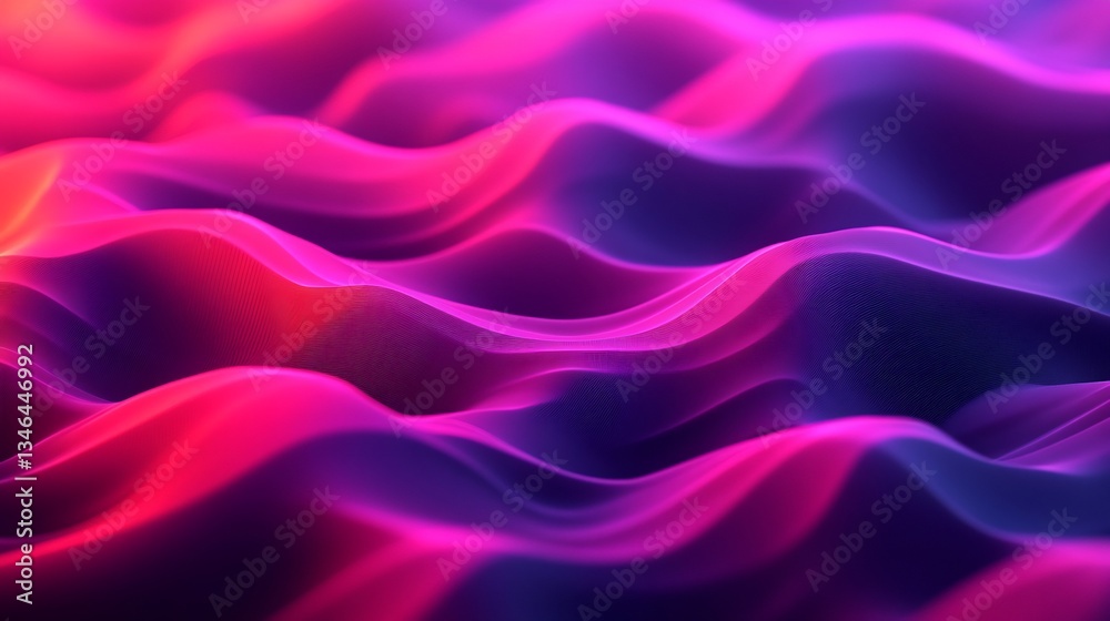 Fototapeta premium Vibrant Pink Purple Abstract Waves Flowing Softly. AI Generated