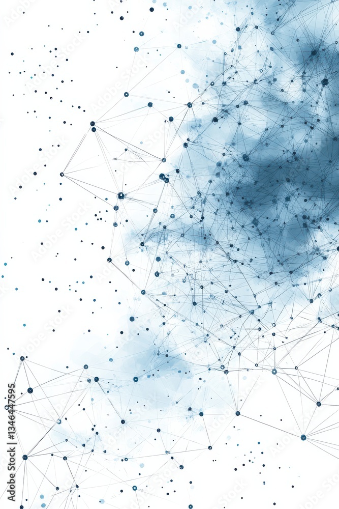 Blue Technology Connection Web on White Background.