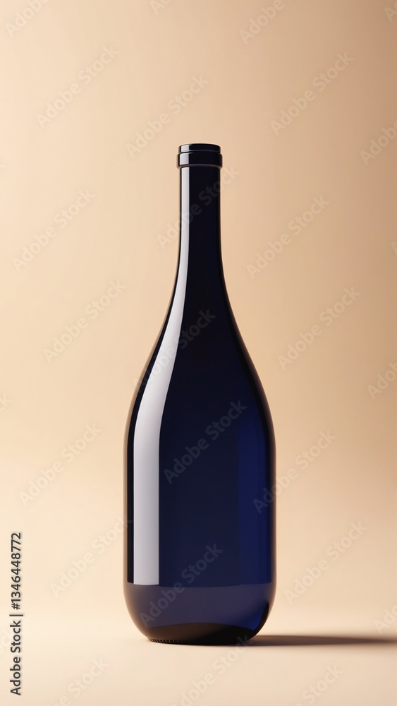 Elegant Dark Blue Bottle on Soft Background for Minimalist Design Elegant Dark Blue Bottle on Soft Background for Minimalist Design