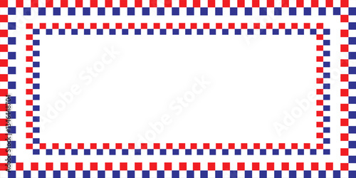 Airmail Envelope frame images with strips. International vintage letter border. Retro air mail postcard with blue and red stripes
