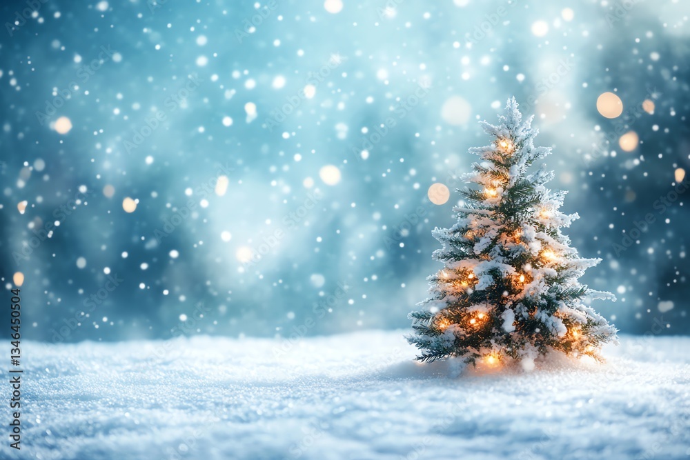 Snow-Covered Christmas Tree: A Serene Winter Scene Snow-Covered Christmas Tree: A Serene Winter Scene