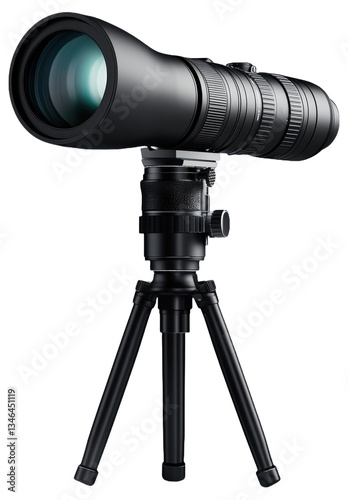 PNG Large black camera lens on a tripod