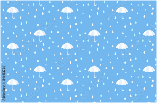 傘と雨のシームレスパターン2